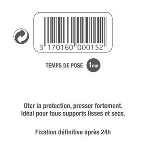 Lot De 3 Attaches Adhésives Cadres Légers Le Crochet Francais L.50 X L.40 Mm