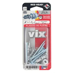 Lot De 10 Chevilles Et Vis À Visser Vix Red Head, Diam.12 X L.30 Mm