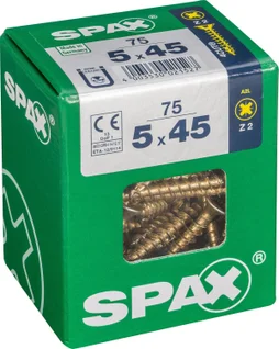 Lot De 75 Vis Acier Tête Fraisée Pozidriv Spax, Diam.5 Mm X L.45 Mm