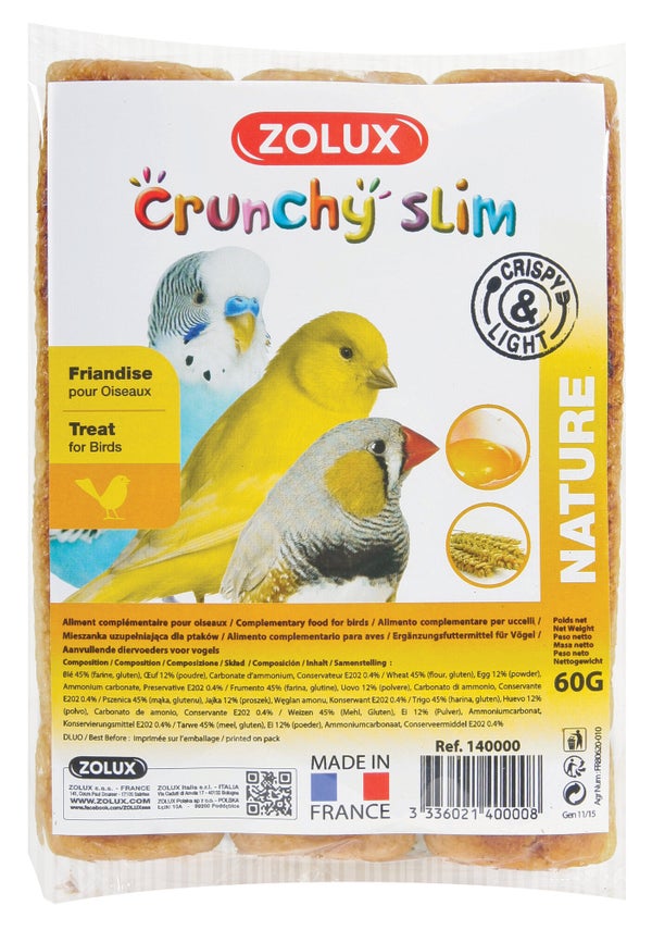 Friandise oiseau en cage crunchy slim nature 3x20