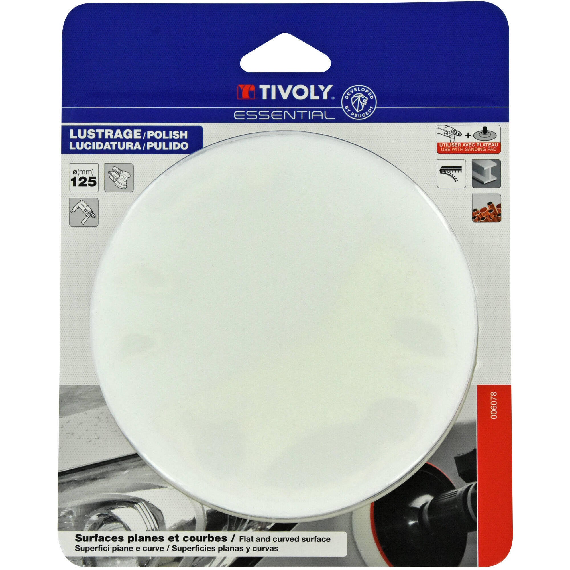 Tampon de polissage eponge pour plastique TIVOLY .125mm