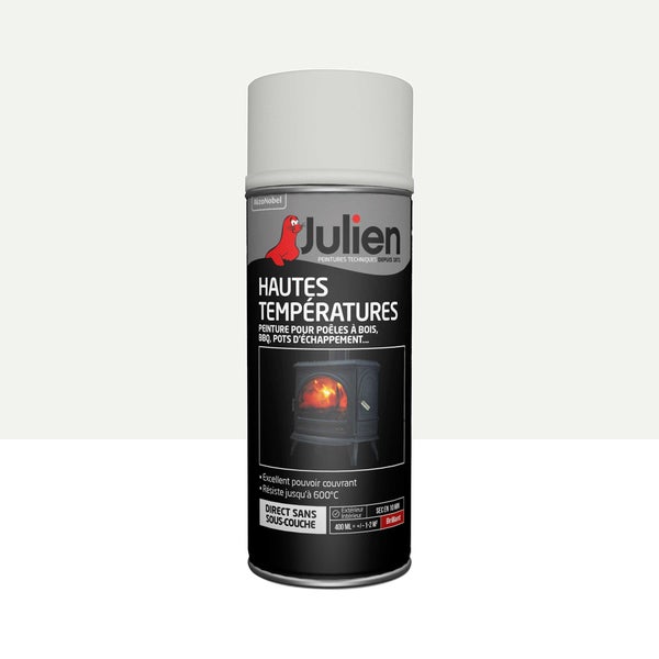 Bombe de peinture Hautes températures JULIEN blanc brillant 400 ml