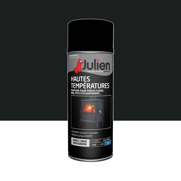 Bombe de peinture Hautes températures JULIEN noir mat 400 ml