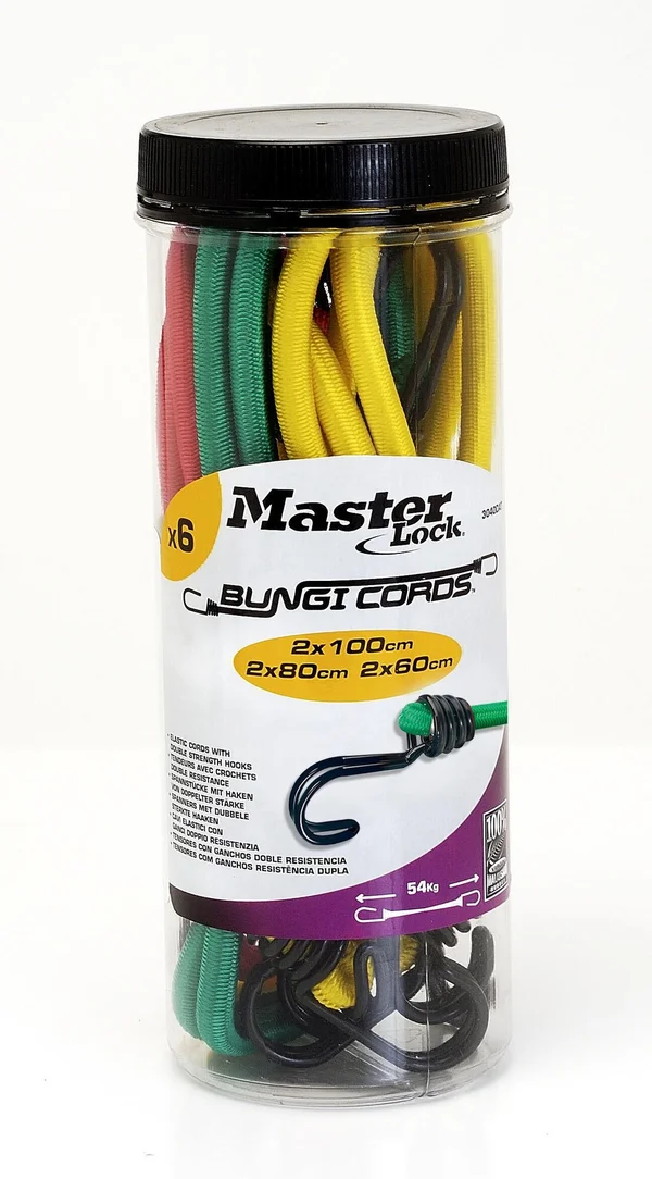 Lot de 6 sandows crochet métal MASTER LOCK, diam.8 mm x L.1000 m x l.8 mm