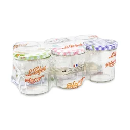 Lot de 6 confituriers 324 ml couvercle to d82mm decore