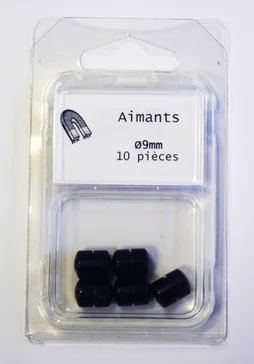 Lot De 10 Magnets Noir, Diam.9 Mm