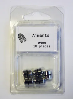 Lot De 10 Magnets Argent, Diam.9 Mm X H.6 Mm