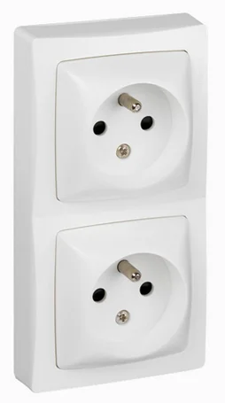 Double Prise Avec Terre Saillie Vertical, Legrand Asl, Blanc