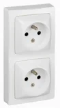 Double Prise Avec Terre Saillie Vertical, Legrand Asl, Blanc