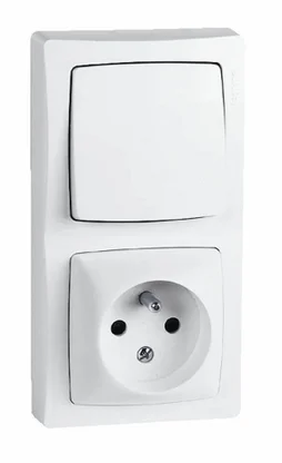 Interrupteur Et Prise Avec Terre Saillie Complet, Legrand Asl, Blanc