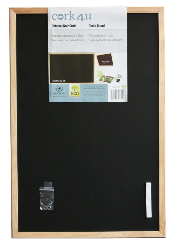 Tableau Ardoise Avec Craie, Noir L.40 X H.60 Cm