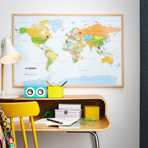 Pêle-Mêle Liège Mappemonde, Multicouleur L.60 X H.90 Cm