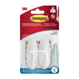 Lot de 2 crochets résistant à l'eau design, COMMAND blanc 1.3 kg