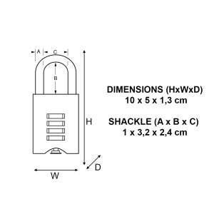 Cadenas À Combinaison Masterlock Laiton, L.50 Mm