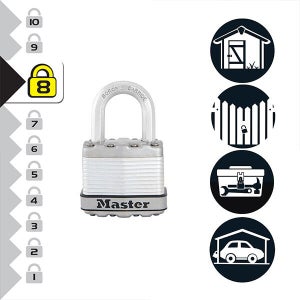 Cadenas À Clé Master Lock Acier Laminé, L.45 Mm