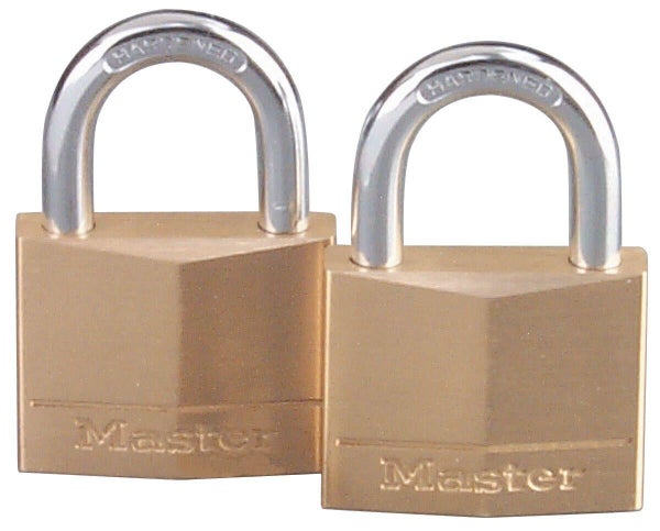 Master Lock 130Eurt Lot De 2 Cadenas À Clé En Laiton, Doré, 4,9 X 3 X 1,2 Cm