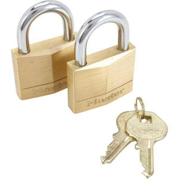 Master Lock 140Eurt Lot De 2 Cadenas À Clé En Laiton, Doré, 6 X 4 X 1,3 Cm