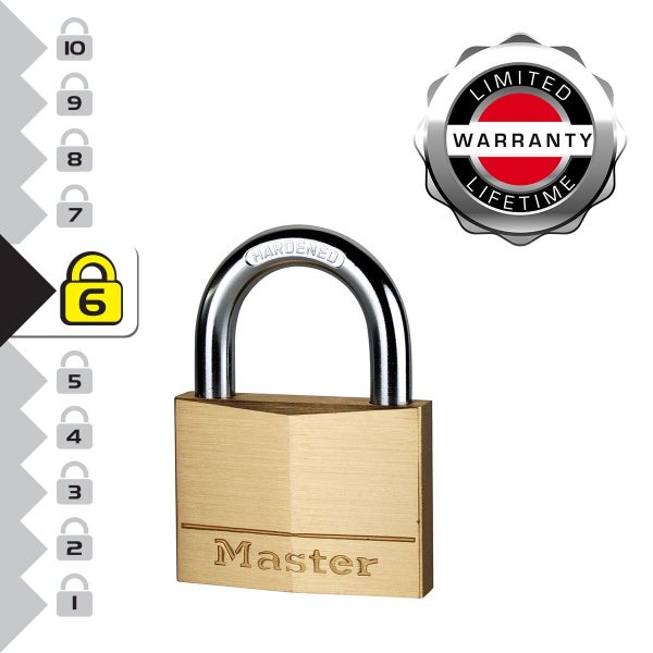 Master Lock 160Eurd Cadenas À Clé En Laiton, Doré, 8,2 X 6 X 1,4 Cm