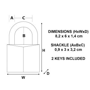 Master Lock 160Eurd Cadenas À Clé En Laiton, Doré, 8,2 X 6 X 1,4 Cm