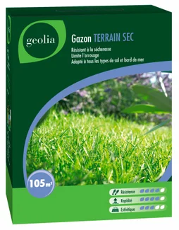 Gazon Terrain Sec Geolia, 3 Kg,  105 M²