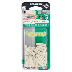 Lot De 25 Chevilles À Expansion Grapex Red Head, Diam.6 X L.25 Mm