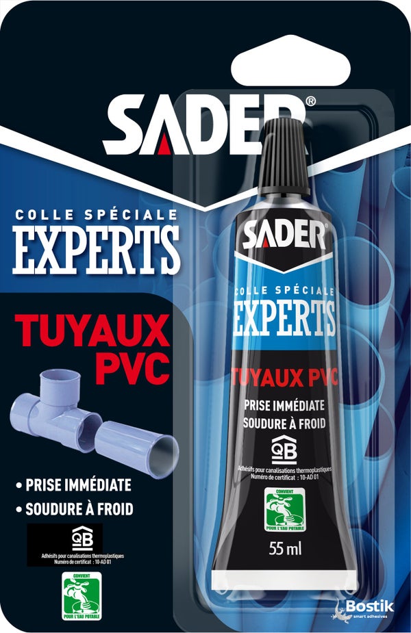 Colle d'assemblage tuyaux pvc sader experts tube 55ml