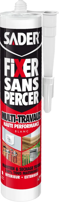Colle Mastic Fixer Sans Percer Multitravaux Sader, 290Ml