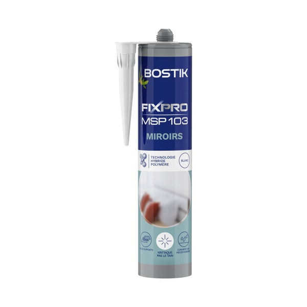 Colle joint int/ext polymere bostik fixpro msp113 miroirs c290ml