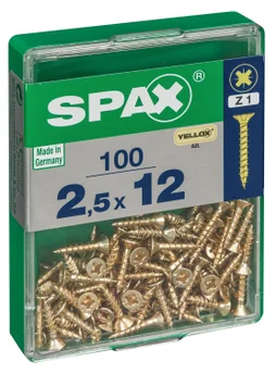Lot De 100 Vis Acier Tête Fraisée Pozidriv Spax, Diam.2.5 Mm X L.12 Mm