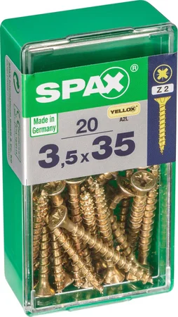 Lot De 20 Vis Acier Tête Fraisée Pozidriv Spax, Diam.3.5 Mm X L.35 Mm