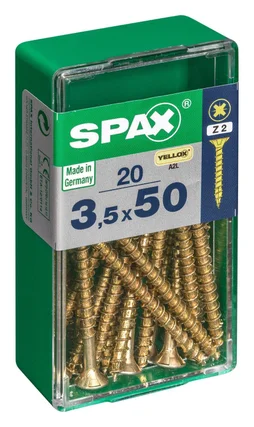 Lot De 20 Vis Acier Tête Fraisée Pozidriv Spax, Diam.3.5 Mm X L.50 Mm