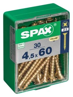 Lot De 30 Vis Acier Tête Fraisée Pozidriv Spax, Diam.4.5 Mm X L.60 Mm
