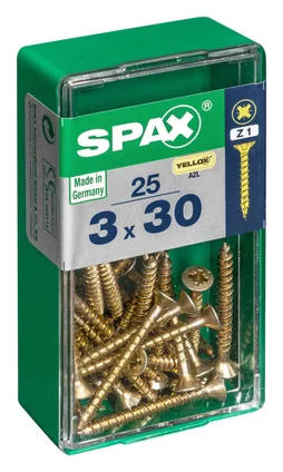 Lot De 25 Vis Acier Tête Fraisée Pozidriv Spax, Diam.3 Mm X L.30 Mm