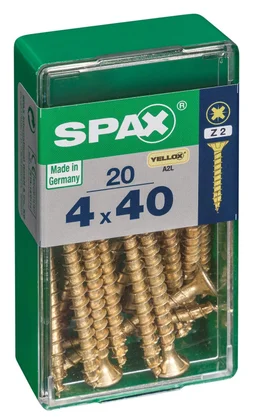 Lot De 20 Vis Acier Tête Fraisée Pozidriv Spax, Diam.4 Mm X L.40 Mm
