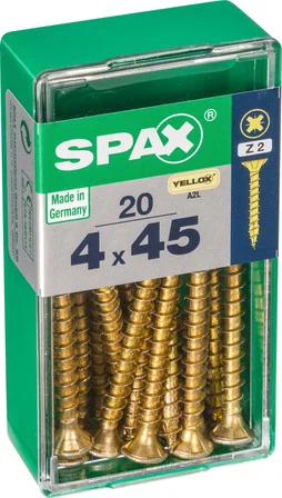 Lot De 20 Vis Acier Tête Fraisée Pozidriv Spax, Diam.4 Mm X L.45 Mm