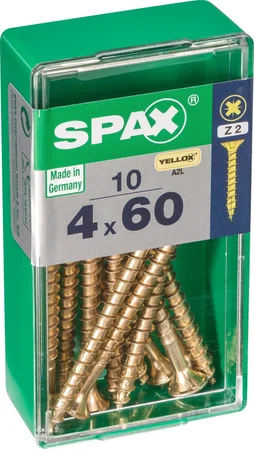 Lot De 10 Vis Acier Tête Fraisée Pozidriv Spax, Diam.4 Mm X L.60 Mm