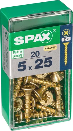 Lot De 20 Vis Acier Tête Fraisée Pozidriv Spax, Diam.5 Mm X L.25 Mm