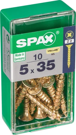 Lot De 10 Vis Acier Tête Fraisée Pozidriv Spax, Diam.5 Mm X L.35 Mm
