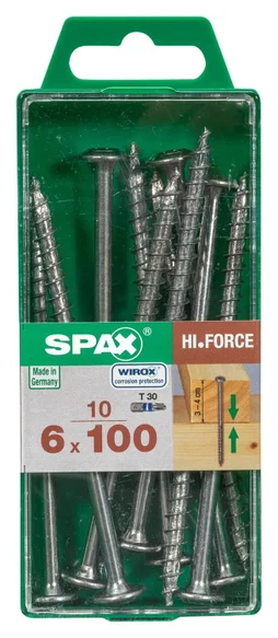 Lot De 10 Vis Acier Tête Fraisée Bombée Torx Spax, Diam.6 Mm X L.100 Mm