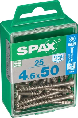 Lot De 25 Vis Inox Tête Fraisée Torx Spax, Diam.4.5 Mm X L.50 Mm