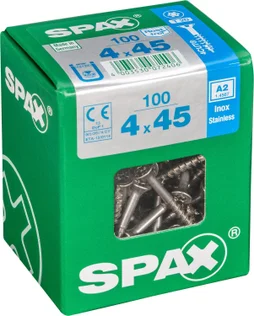 Lot De 100 Vis Inox Tête Fraisée Torx Spax, Diam.4 Mm X L.45 Mm