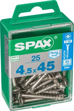 Lot De 25 Vis Inox Tête Fraisée Torx Spax, Diam.4 Mm X L.45 Mm
