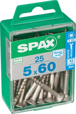 Lot De 25 Vis Inox Tête Fraisée Torx Spax, Diam.5 Mm X L.60 Mm