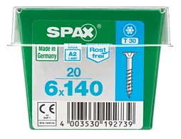 Lot De 20 Vis Inox Tête Fraisée Torx Spax, Diam.6 Mm X L.140 Mm