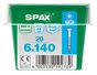Lot De 20 Vis Inox Tête Fraisée Torx Spax, Diam.6 Mm X L.140 Mm