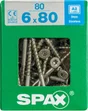 Lot De 80 Vis Inox Tête Fraisée Torx Spax, Diam.6 Mm X L.80 Mm