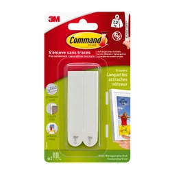 Lot de 8 languettes adhésives tableaux déco, COMMAND, blanc