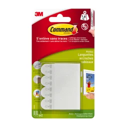 Lot de 8 languettes adhésives tableaux déco, COMMAND, blanc