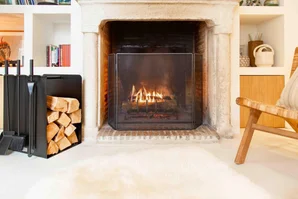 Pare-feu pour cheminée 3 volets ,LE MARQUIER, L.100 x H.50 cm acier