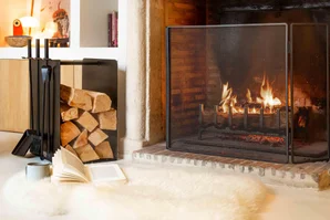 Pare-feu pour cheminée 3 volets ,LE MARQUIER, L.100 x H.50 cm acier